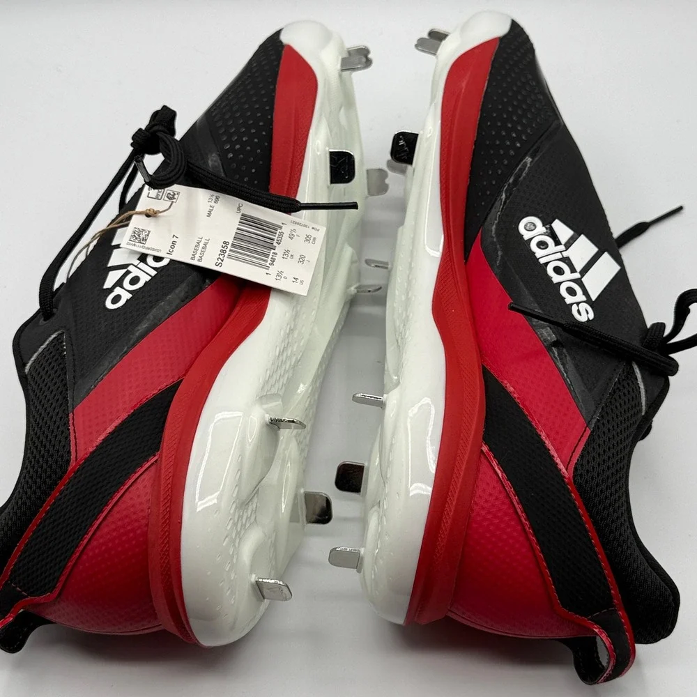 Adidas Icon 7 Baseball Cleats Mens 14 Black Red White S23858 Metal Spikes